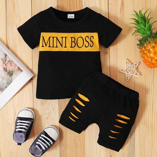 0 - 3 Years Toddler Newborn Baby Boy 2PCS Clothes Set Summer Casual Suit Letters Print Short Sleeve T-shirt + Shorts Sport Outfit - MAGUSTA BEAUTY