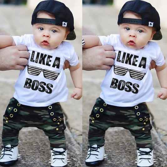 0 - 3Y Newborn Infant Toddler Baby Boy Clothes Set Kids Boys Cute Short Sleeve T-Shirt Top+Pants Outfits Clothing Set - MAGUSTA BEAUTY