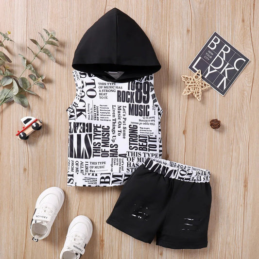 0 - 3Year Newborn Baby Boy Clothes Sleeveless Hoodie Top+Shorts Toddler Boy Summer Fashion Sport Set Cool Street Style 2pcs Outfit - MAGUSTA BEAUTY