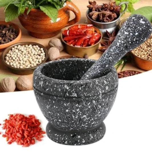 1 Set Grinding Bowl Garlic Press Pestle Grinder Granite Decor Spice Crusher Herb Pepper Mixing Pot Kitchen Mills Tool - MAGUSTA BEAUTY