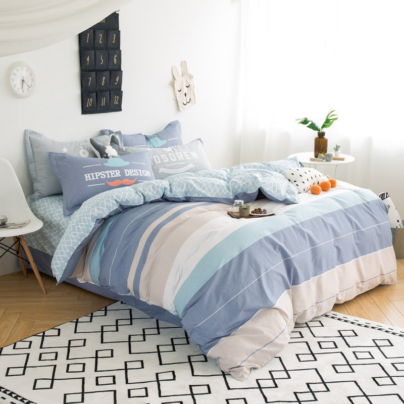 Three-piece cotton printed bed