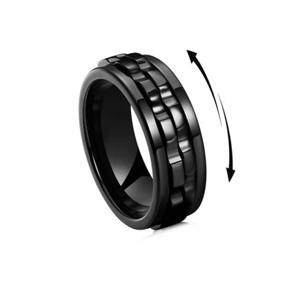 Titanium Anxiety Fidget Ring with Square Texture - Stylish Gear Spinner Ring for Men and Women in Multiple Colors