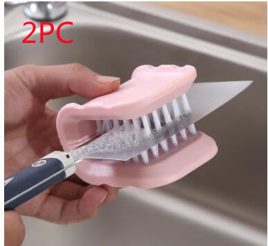 U-Shaped Knife And Cutlery Cleaner Brush Home Kitchen Cleaning Brushes Bristle Scrub Kitchen Washing