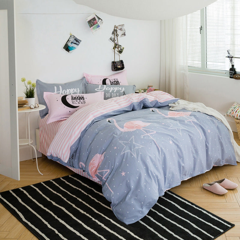 Three-piece cotton printed bed