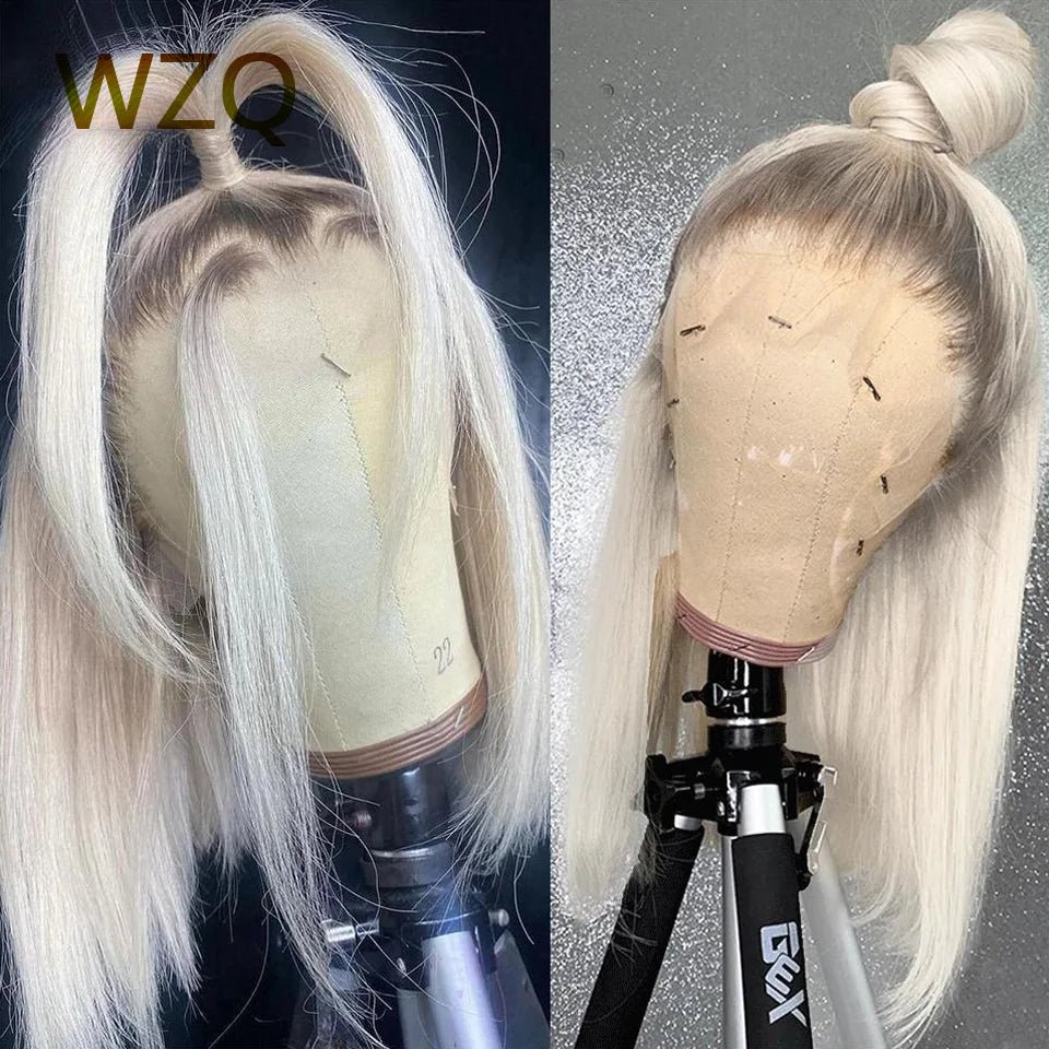 #4/60 White Colored Short Bob Wig 13x4 Transparent Lace Front Human Hair Wigs Straight Lace Frontal Wig Remy Honey Blonde Wig - MAGUSTA BEAUTY