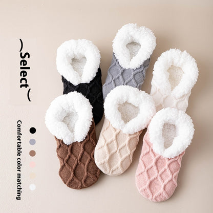 Winter Warm Short Cotton Slipper Socks Unisex Thicken Thermal Plush Home Floor Sock Soft Non-slip Grip Fuzzy Floor Fluffy Socks