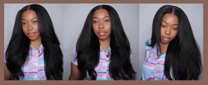 UNice Hair Pre Everything 13x4 Lace Frontal Wig Human Hair Yaki Straight Wear Go Glueless Wig Pre Bleached 7x5 Lace Closure Wig