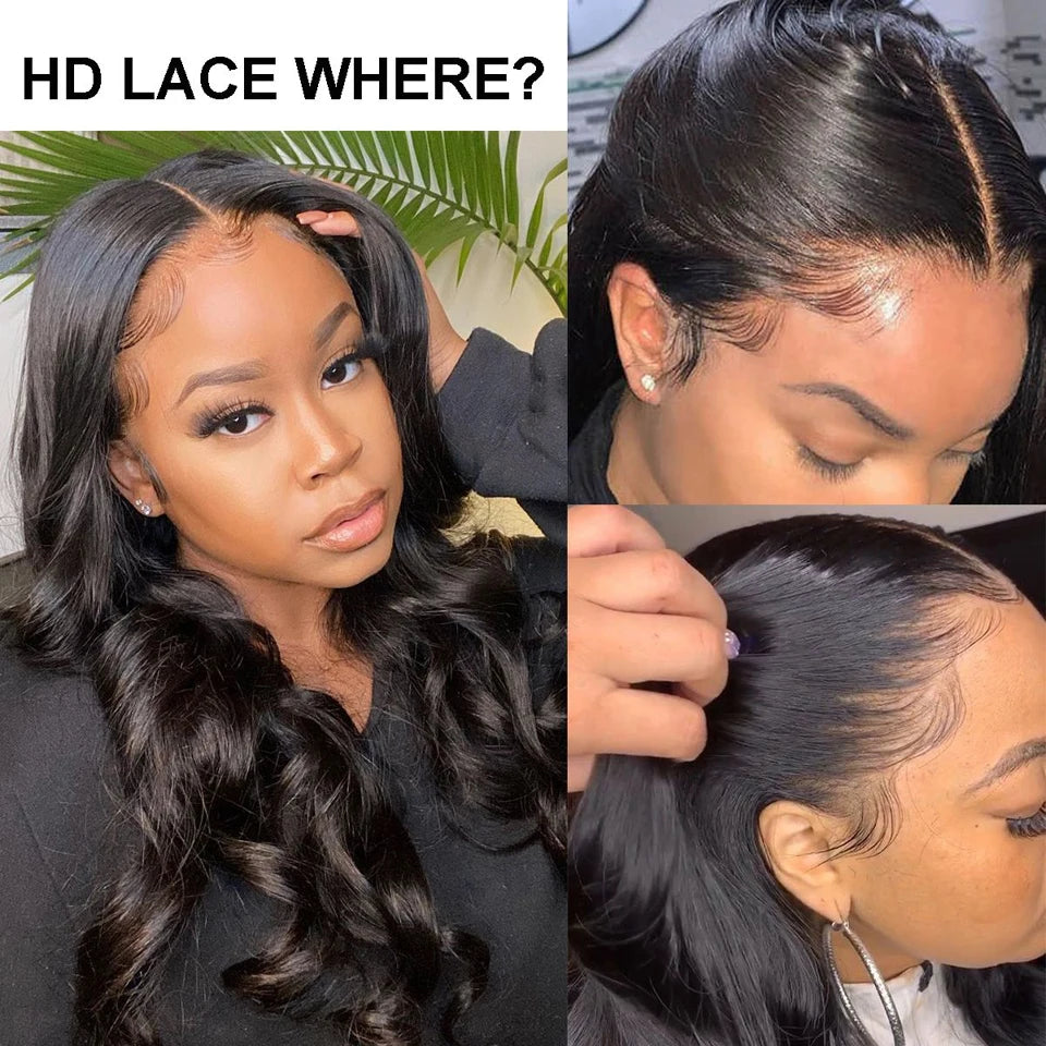 Wow Angel 250% 13x6 HD Lace Front Wig Swiss Lace Melt Skin Pre Plucked Natural Scalp Body Wave Human Hair Wig For Woman Glueless