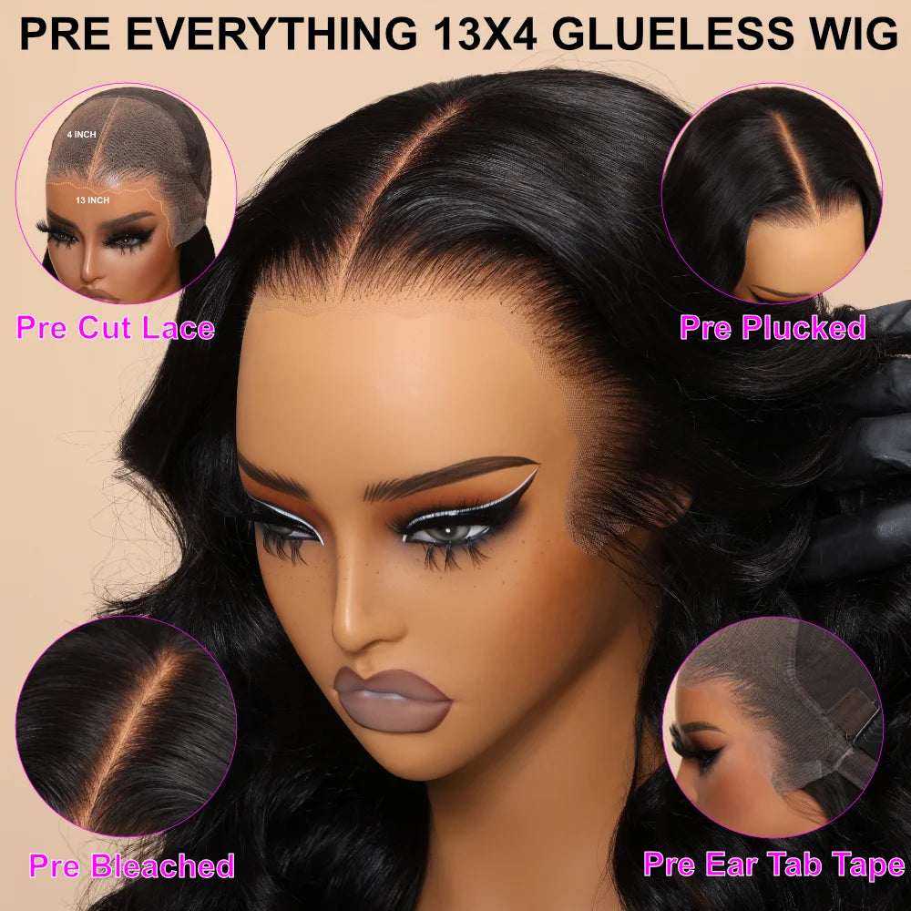 UNice Body Wave Highlight Wig Human Hair 13x4 Lace Frontal Wig Pre Cut Pre Bleached Knots 7x5 Lace Wig Wear Go Glueless Wig