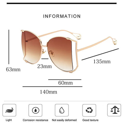 2024 Half Frame Brand Designer Glasses Women Square Pearl Famous Sunglasses Female Fashion Oversized Clear Pink Eyewear Ladies