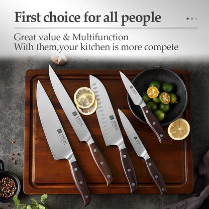 XINZUO High Quality 3.5+5+8+8+8"  Paring Utility Cleaver Chef Knife Germany 1.4116 Stainless Steel 1PCS 5PCS Kitchen Knife Sets