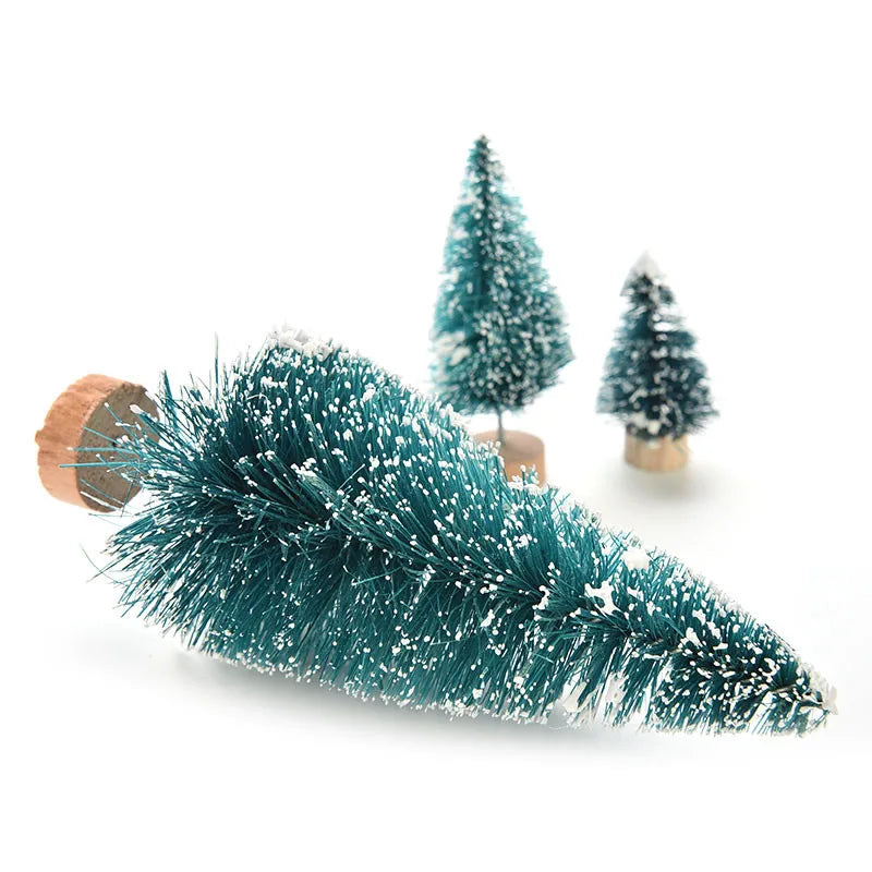 1/3/6 Pcs Miniature Christmas Tree Small Artificial Sisal Snow Landscape Architecture Trees for Christmas Crafts Tabletop Decor