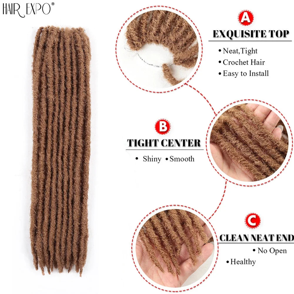 18"Synthetic Faux Locs Crochet Braids Hair Knotless Dreadlocks Straight Gypsy Locs Hair Ombre Braiding Hair Extensions For Women