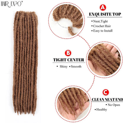 18"Synthetic Faux Locs Crochet Braids Hair Knotless Dreadlocks Straight Gypsy Locs Hair Ombre Braiding Hair Extensions For Women