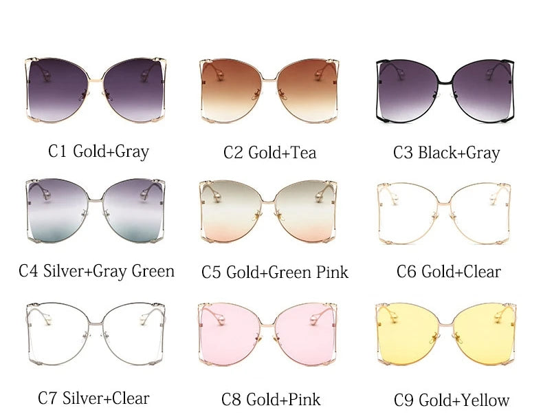 2024 Half Frame Brand Designer Glasses Women Square Pearl Famous Sunglasses Female Fashion Oversized Clear Pink Eyewear Ladies