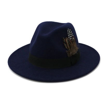 yellow feather Fedoras men fedora hat men panama  top cap unisex hat  Military color fedoras large brim hat church hat party hat