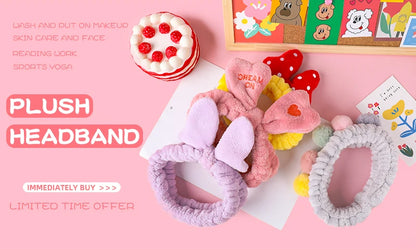 Wash Face Hair Holder Hairbands Soft Warm Coral Fleece Bow Animal Ears Headband For Women Girls Turban Fashion Hair Accessories