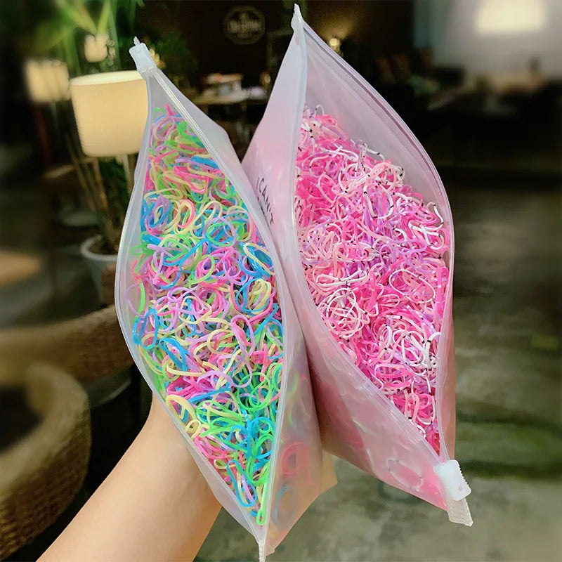 1000pcs/Pack Girls Colorful Small Disposable Rubber Bands Gum For Ponytail Holder Elastic Hair Bands Fashion Hair Accessories