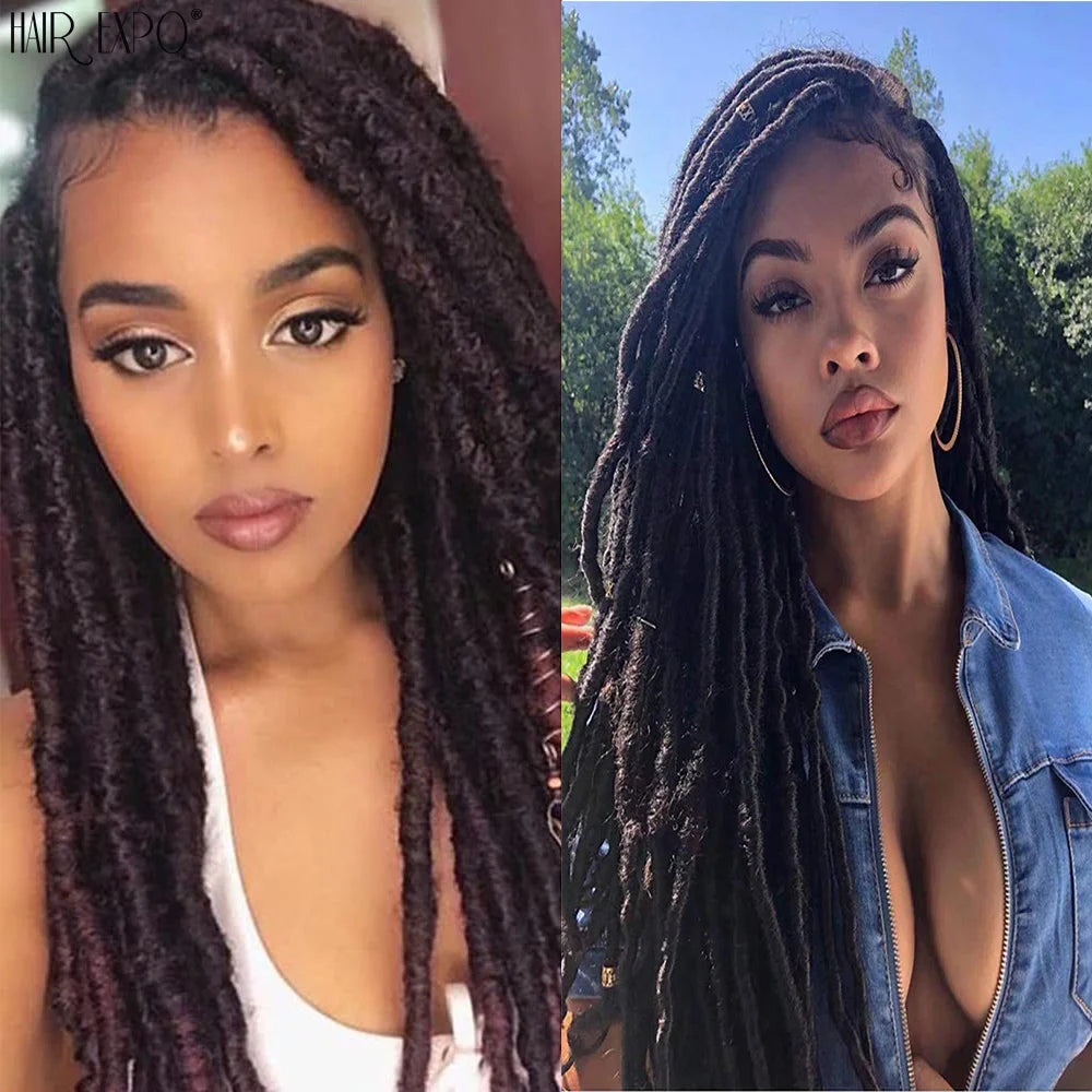 18"Synthetic Faux Locs Crochet Braids Hair Knotless Dreadlocks Straight Gypsy Locs Hair Ombre Braiding Hair Extensions For Women