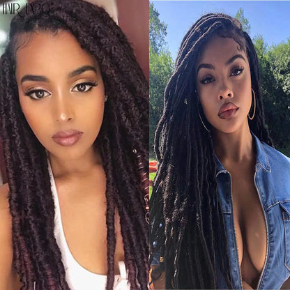 18"Synthetic Faux Locs Crochet Braids Hair Knotless Dreadlocks Straight Gypsy Locs Hair Ombre Braiding Hair Extensions For Women