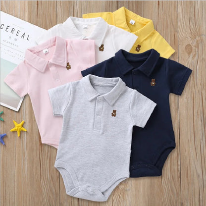 Newborn Baby Romper 0-12 Months 2024 Summer Solid 3 Colours Polo Infant Baby Boy Girl Clothes jumpsuit new born Bebies Roupas - MAGUSTA BEAUTY