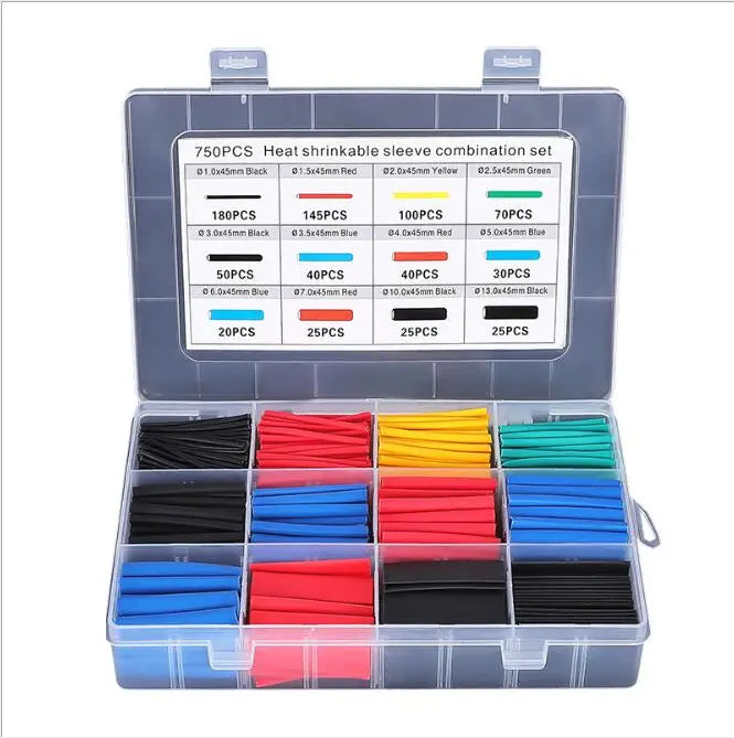 127-750pcs Heat-shrink Tubing Thermoresistant Tube Heat Shrink Wrapping Kit Electrical Connection Wire Cable Insulation Sleeving