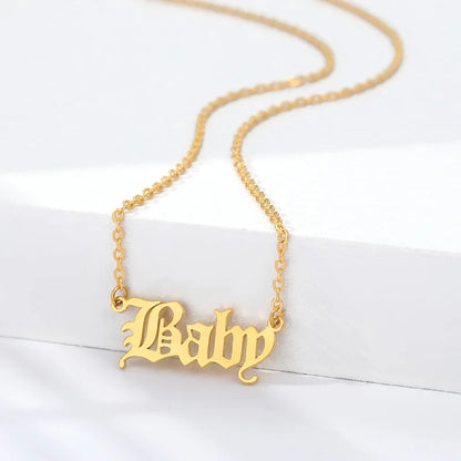 Angel Babygirl letter Pendant Necklaces For Women Stainless Steel Baby Chains Collar Choker Necklace Vintage Wedding Jewelry