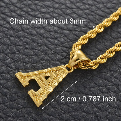 Anniyo A-Z Letters Necklaces Women Men Gold Plated Initial Pendant Rope Chain English Letter Jewelry Alphabet African #058002B