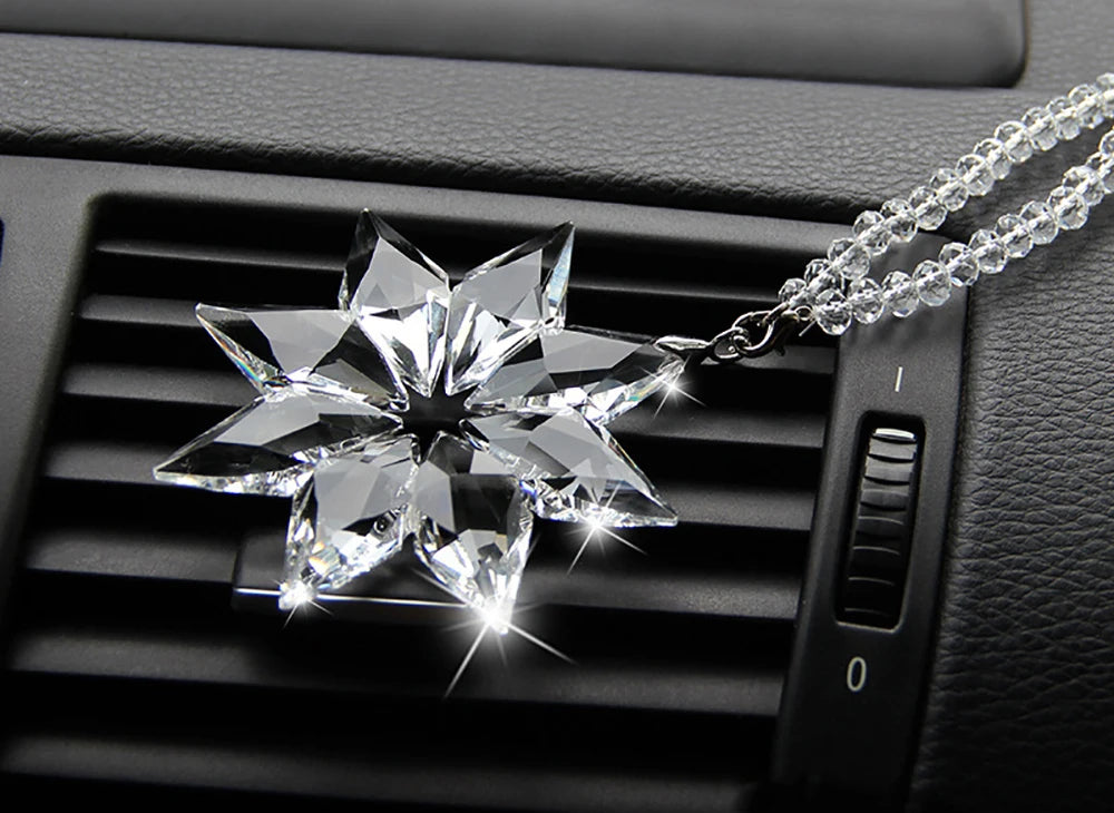 Transparent Crystal Snowflakes Car Pendant Decoration Ornaments Sun Catcher Snowflake Hanging Trim Accessories Christmas Gifts