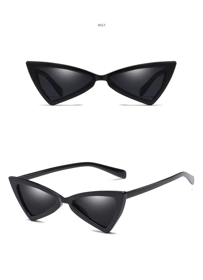 2024 Fashion Butterfly Sunglasses Women Brand Designer Cool Small Frame Cat Eye Sun Glasses Vintage Black Triangle Shades UV400