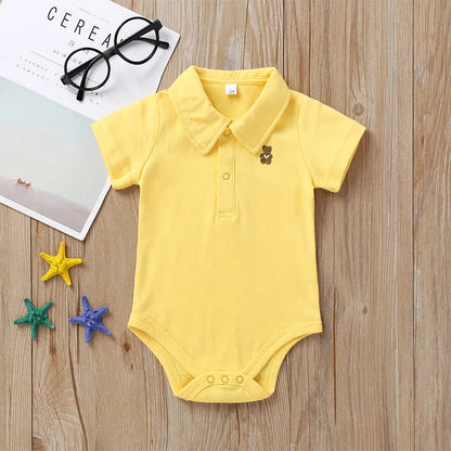 Newborn Baby Romper 0-12 Months 2024 Summer Solid 3 Colours Polo Infant Baby Boy Girl Clothes jumpsuit new born Bebies Roupas - MAGUSTA BEAUTY