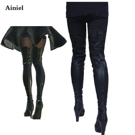 Ainiel  NieR: Automata YoRHa No.2 Type B Cosplay Shoes 2B Cosplay Boots for Women Girl Halloween High Heels Shoes Custom made