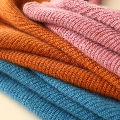 winter new chunky knit 100% cashmere turtleneck loose sweater knitwear women fashion warm jumper