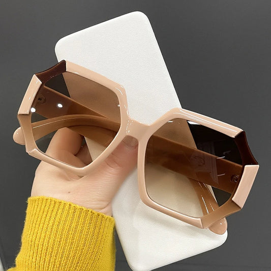 Unique Polygonal Square Sunglasses Brand Designer Gradient Lenses Sunglasses For Woman Classic Retro Vintage Big Shades Lady