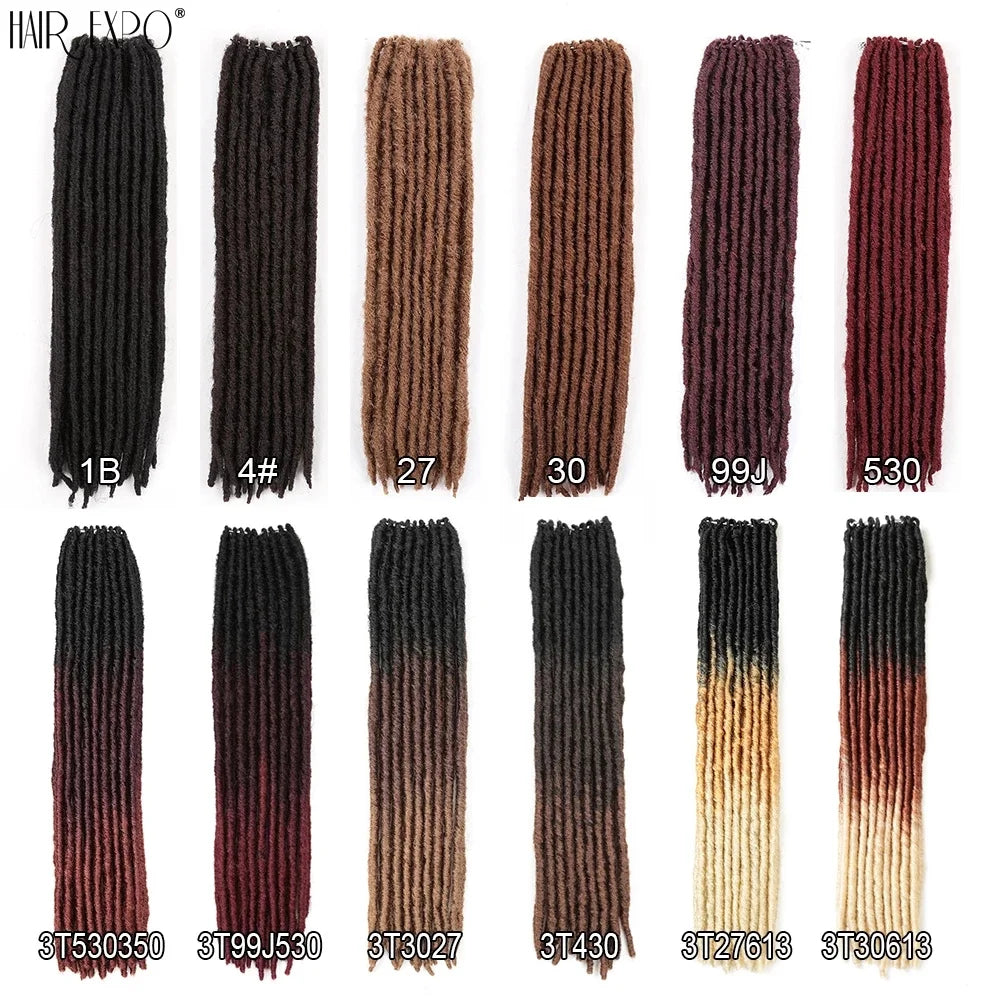 18"Synthetic Faux Locs Crochet Braids Hair Knotless Dreadlocks Straight Gypsy Locs Hair Ombre Braiding Hair Extensions For Women