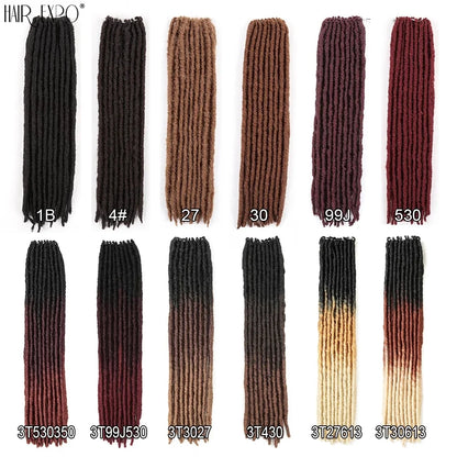 18"Synthetic Faux Locs Crochet Braids Hair Knotless Dreadlocks Straight Gypsy Locs Hair Ombre Braiding Hair Extensions For Women