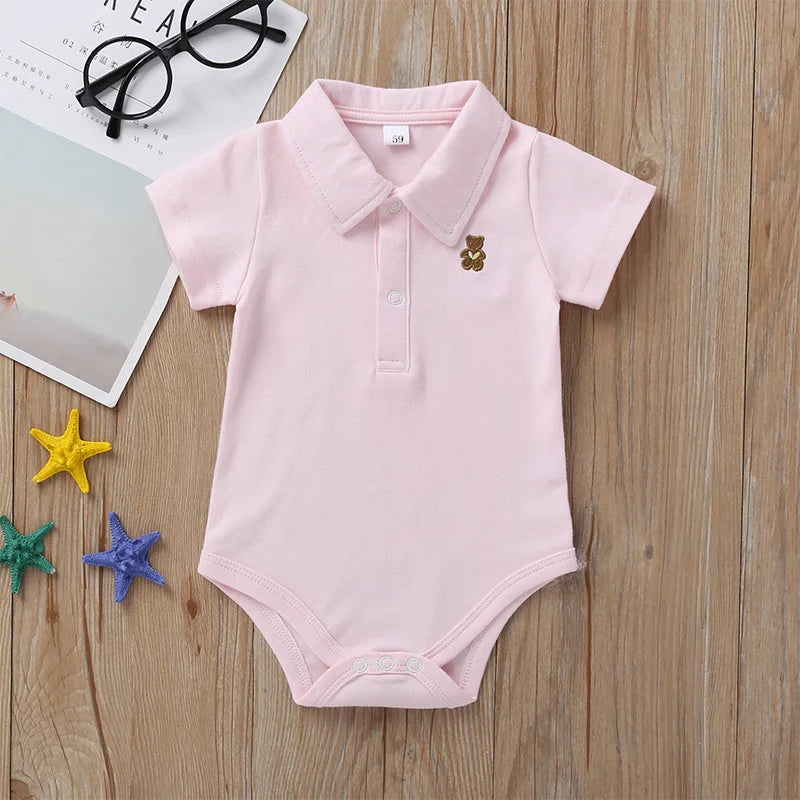 Newborn Baby Romper 0-12 Months 2024 Summer Solid 3 Colours Polo Infant Baby Boy Girl Clothes jumpsuit new born Bebies Roupas - MAGUSTA BEAUTY