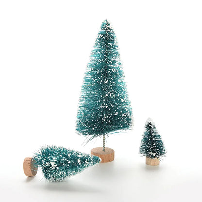 1/3/6 Pcs Miniature Christmas Tree Small Artificial Sisal Snow Landscape Architecture Trees for Christmas Crafts Tabletop Decor