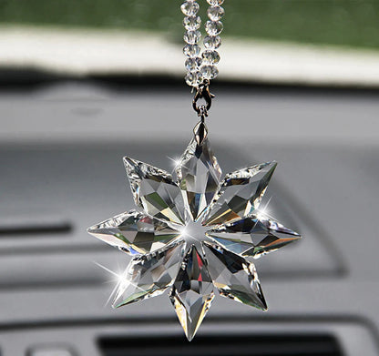 Transparent Crystal Snowflakes Car Pendant Decoration Ornaments Sun Catcher Snowflake Hanging Trim Accessories Christmas Gifts