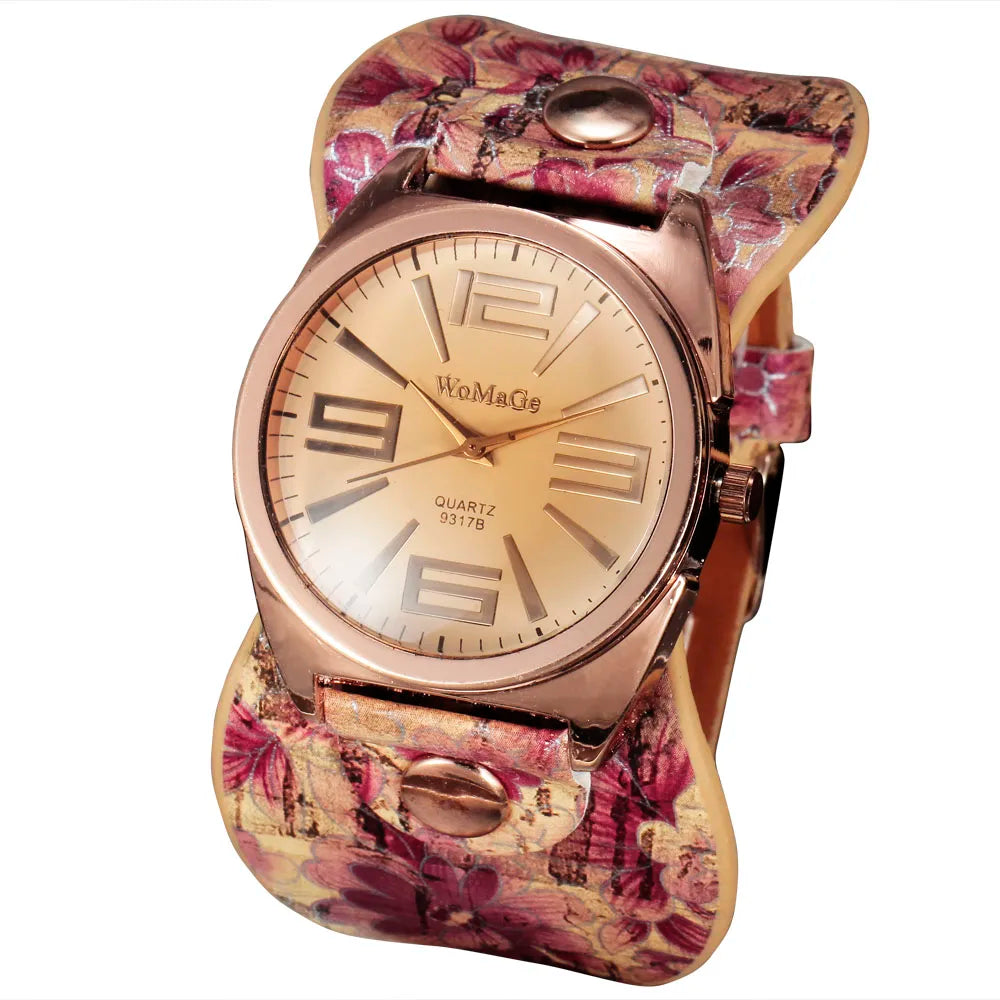 Womage Fashion Big Watches Women Bohemian Style Women Watches Leather Band Quartz Watches Ladies Watches dames horloge hodinky