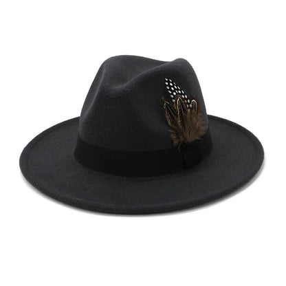 yellow feather Fedoras men fedora hat men panama  top cap unisex hat  Military color fedoras large brim hat church hat party hat