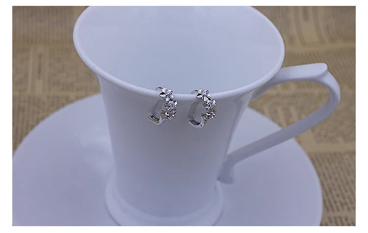 XIYANNIKE Silver Color  Fashion Camellia Silver Earrings For Women Girl Earrings Sterling-silver-jewelry Brincos VES6337