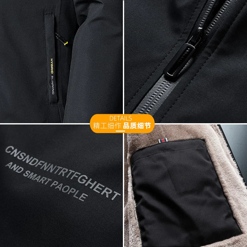 Winter Fleece Jacket Men's Warm Thick Windbreaker High Quality padded Fur Collar Cotton Coat Brand Fashion Parkas 8XL Male Trend