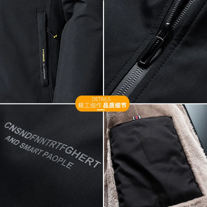 Winter Fleece Jacket Men's Warm Thick Windbreaker High Quality padded Fur Collar Cotton Coat Brand Fashion Parkas 8XL Male Trend