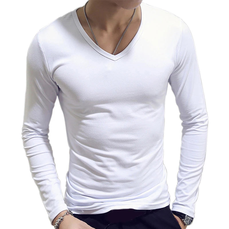 1pc Fashion Hot Sale Classic Long Sleeve T-Shirt For Men Fitness T Shirts Slim Fit Shirts Designer Solid Tees Tops