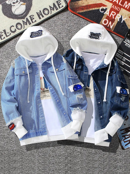 ZOGAA 2021 Men's Fall Hooded Denim Jacket Trend Slim Handsome Fall/Winter Baseball Jacket All-match Casual Clothes Streetwear