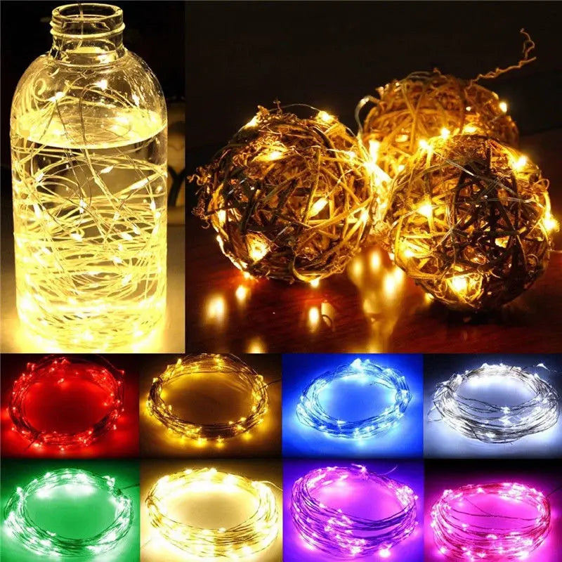 1M 2M 3M 5M 10M Copper Wire LED String lights Holiday lighting Fairy Garland For Christmas Tree Wedding Party Decoration