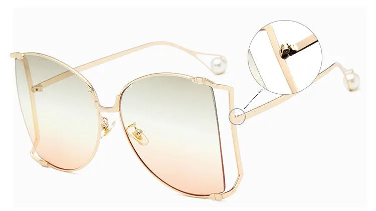 2024 Half Frame Brand Designer Glasses Women Square Pearl Famous Sunglasses Female Fashion Oversized Clear Pink Eyewear Ladies