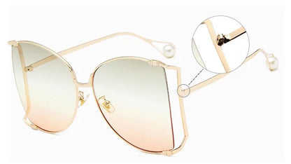 2024 Half Frame Brand Designer Glasses Women Square Pearl Famous Sunglasses Female Fashion Oversized Clear Pink Eyewear Ladies