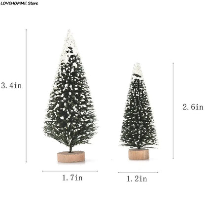 1/3/6 Pcs Miniature Christmas Tree Small Artificial Sisal Snow Landscape Architecture Trees for Christmas Crafts Tabletop Decor